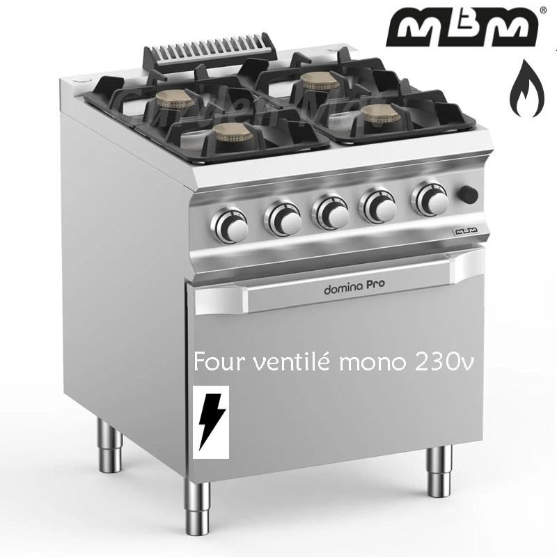 Fourneau MBM 4 feux vifs (22 kw) sur four électrique Ventilé - FB77FEVXS