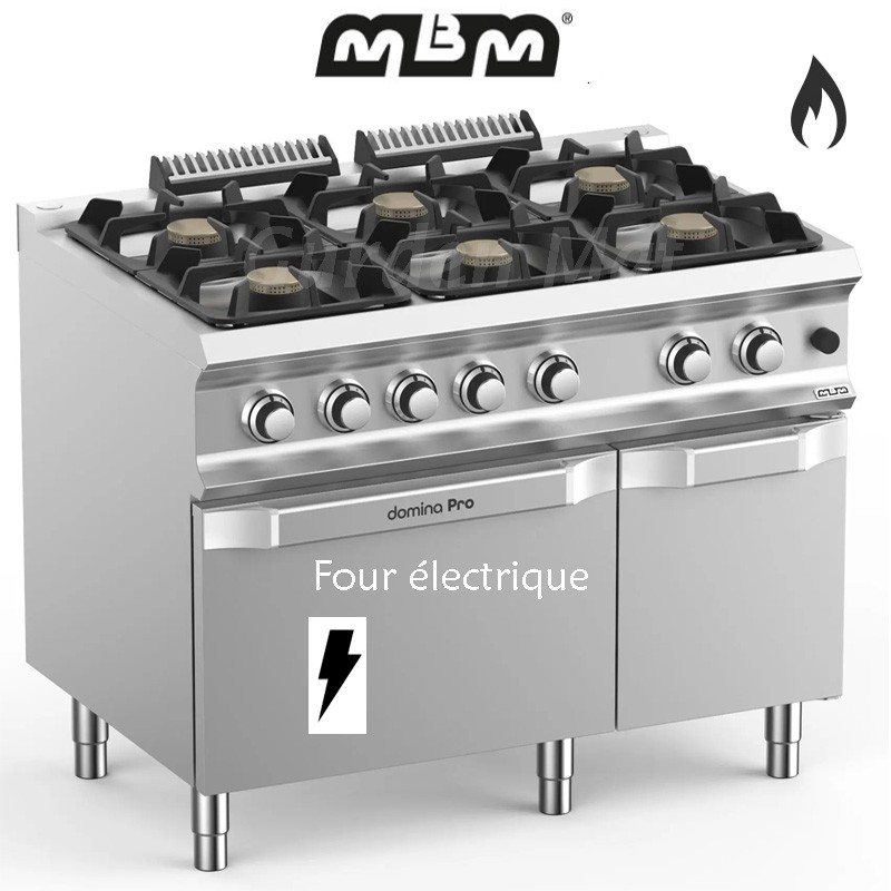 Fourneau MBM 6 feux vifs (33 kw) sur four électrique - FB711AFEXS