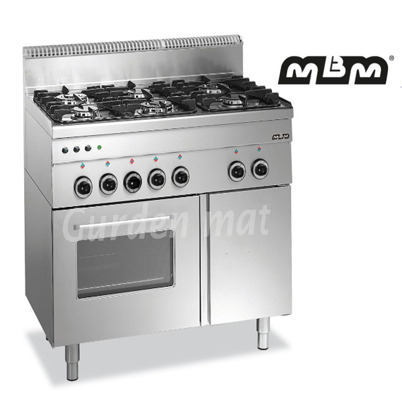 Fourneau MBM 6 feux vifs sur four Gaz G6SFA6 Fourneau MBM 6 feux vifs sur four Gaz G6SFA6