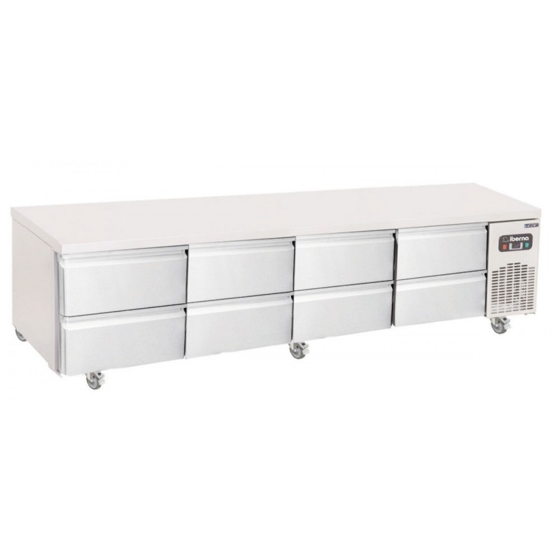 Soubassement Réfrigéré positif / 8 Tiroirs GN 1/1 - 240 x 70 cm